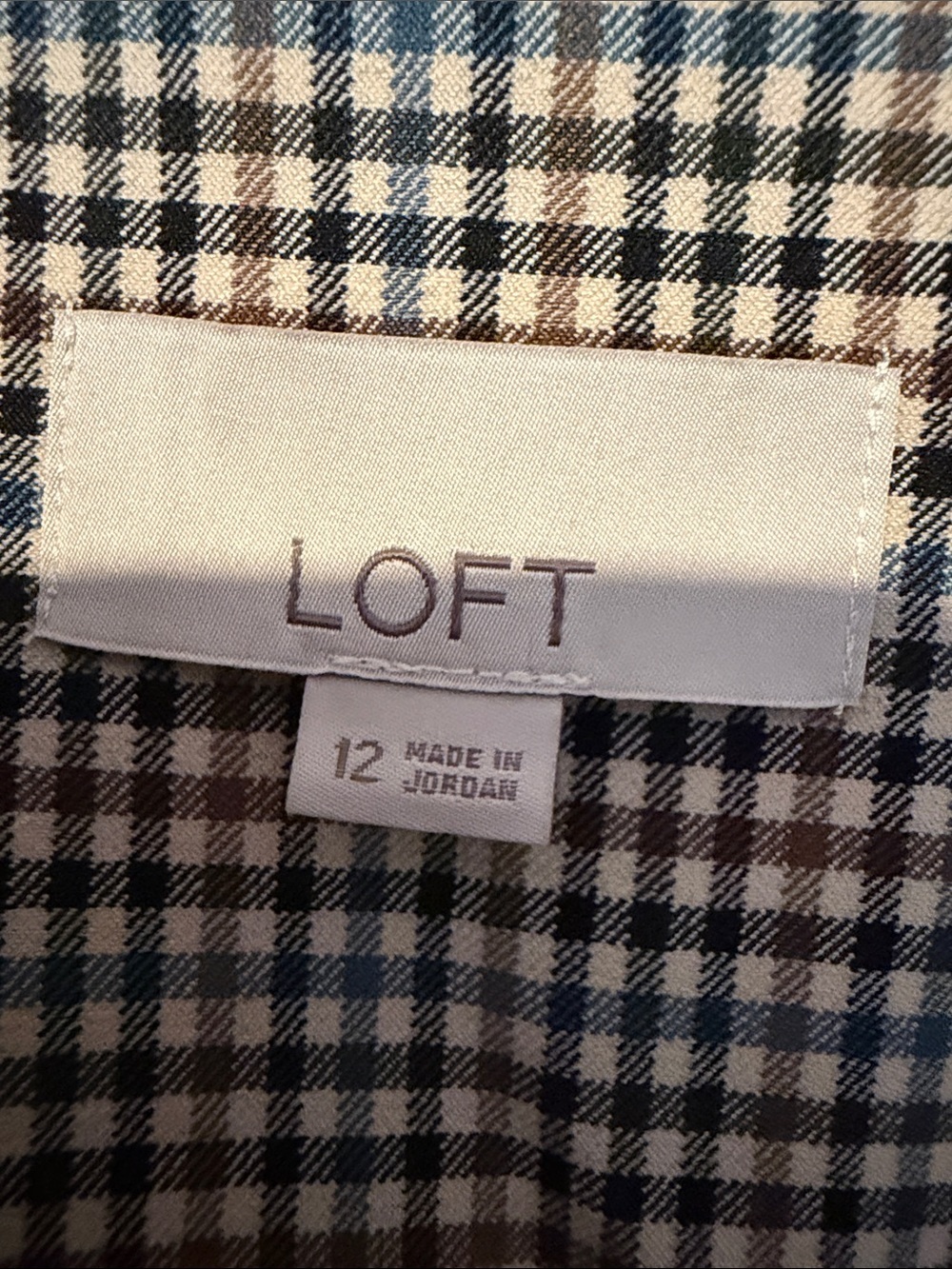 LOFT Classic Plaid Boyfriend Blazer Beige Multi Tailored Sz 12 - Picture 3 of 13